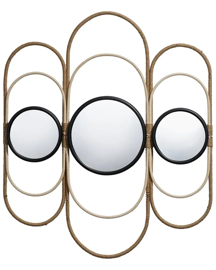 Milo Round Decorative Mirror - Natural, Jute image