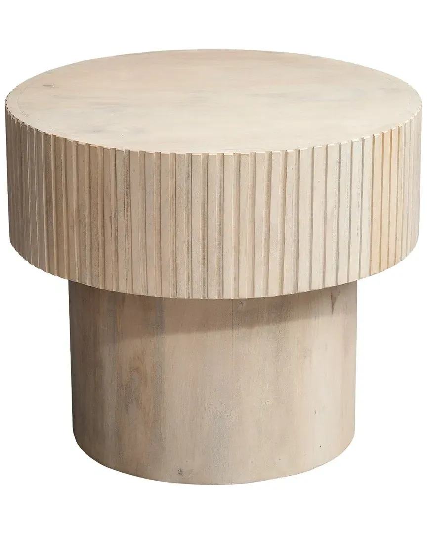 Notch Round Side Table - White, Mango Wood image