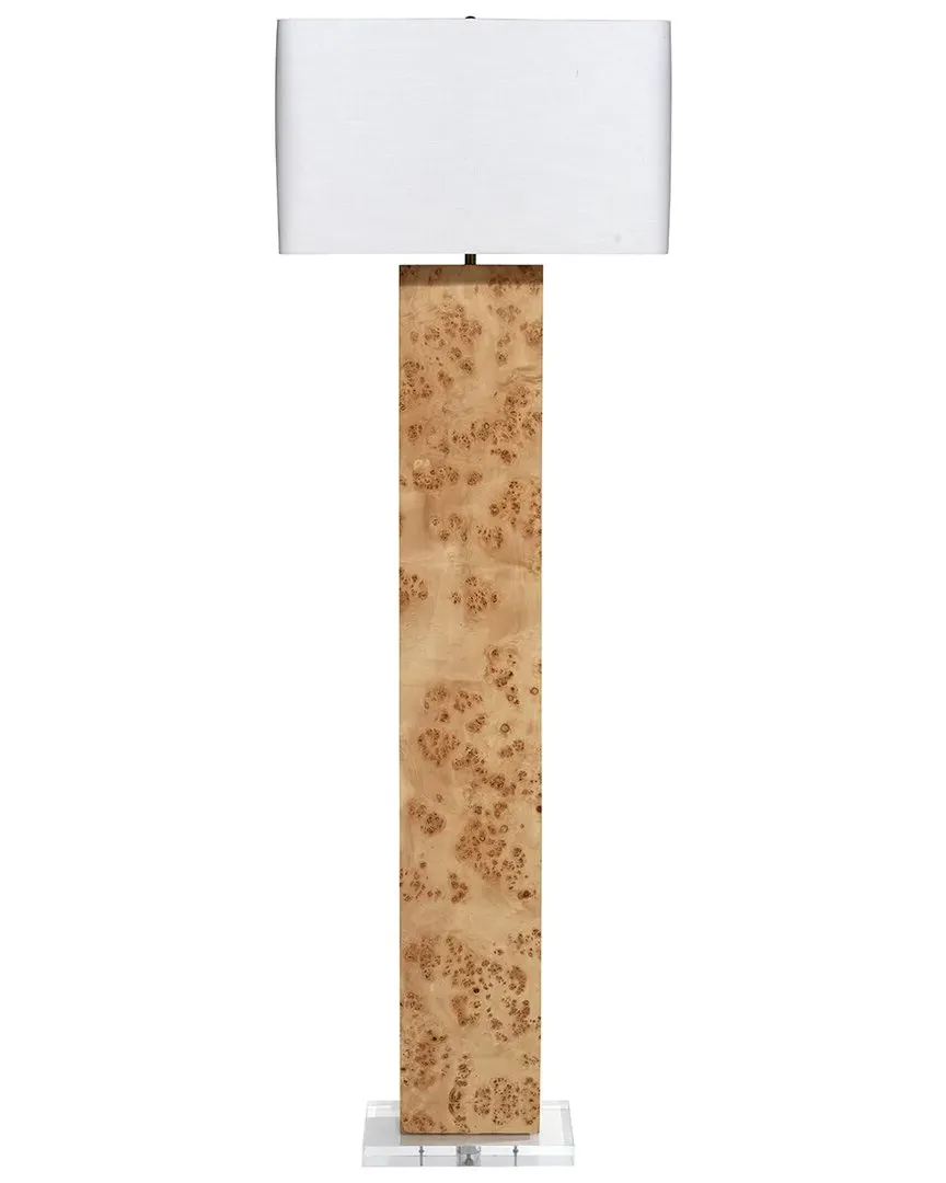 Parallel Floor Lamp - Burl Wood, White Linen image