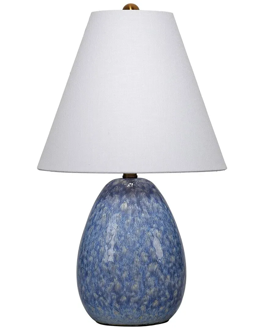 Raindrop Ceramic Table Lamp with Linen Shade - Blue image