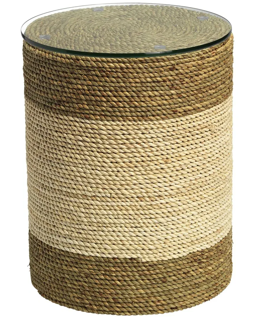 Saint Bart's Side Table - Off-White, Corn Straw Rope image