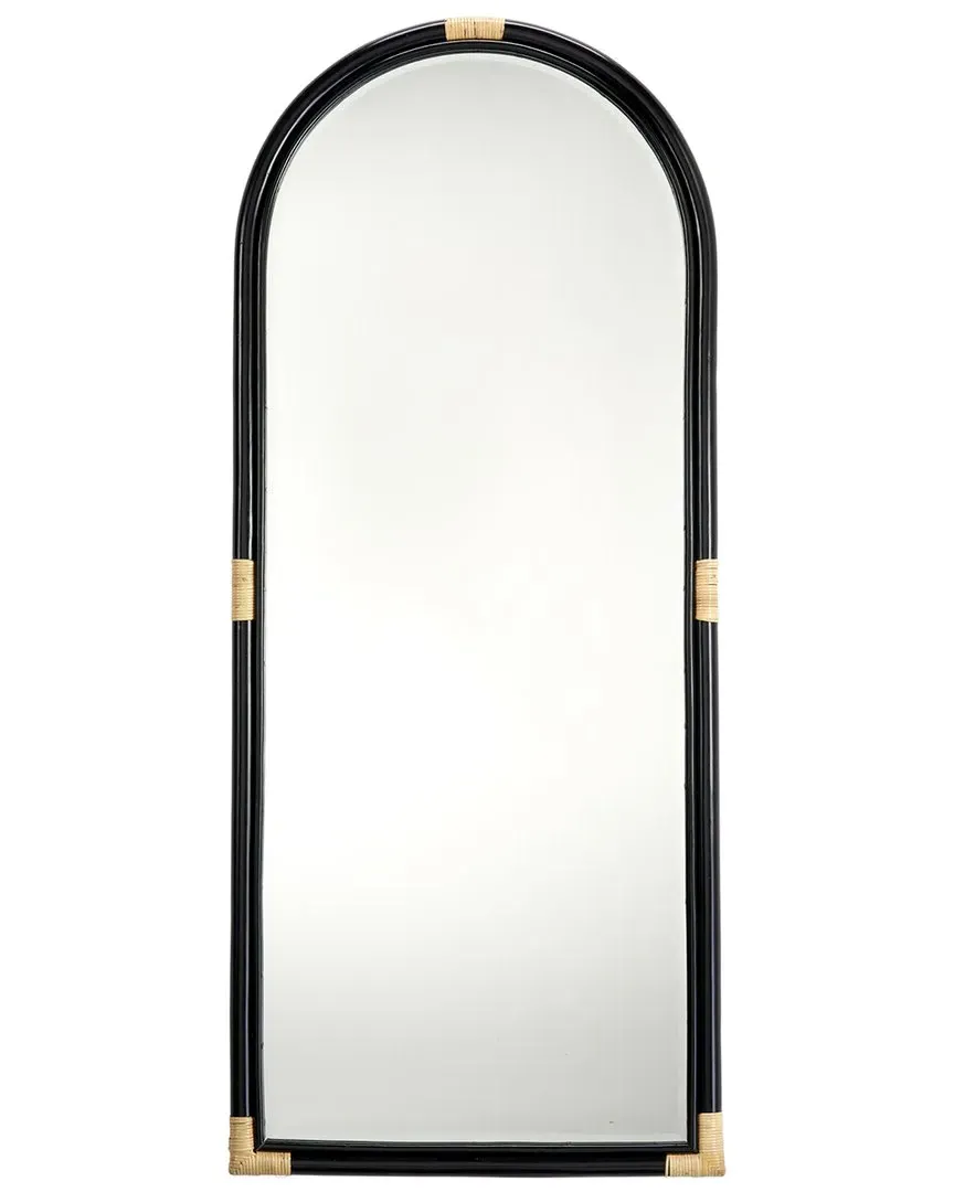 Saltwater Arch Rattan Floor Mirror - Black image