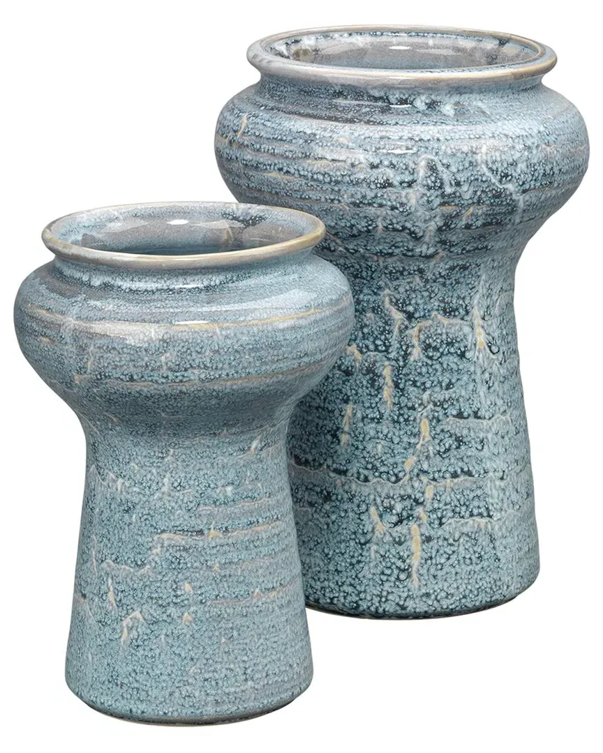 Set of 2 Snorkel Vases - Blue, Ceramic image