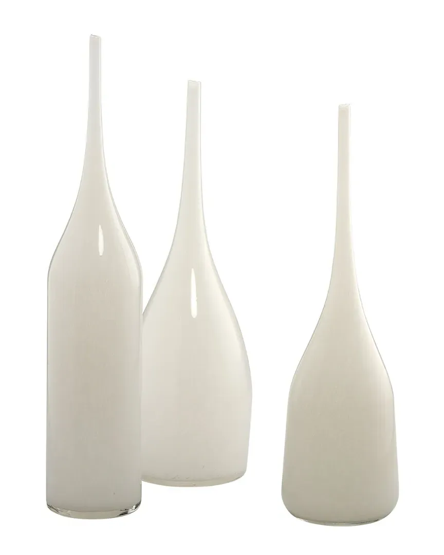 Set of 3 Pixie Vases - White Glass image