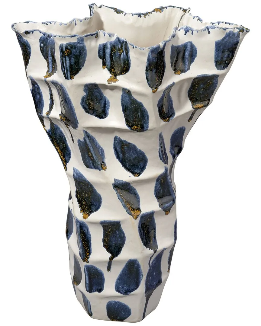 Seurat Tall Ceramic Decorative Vase - Blue image