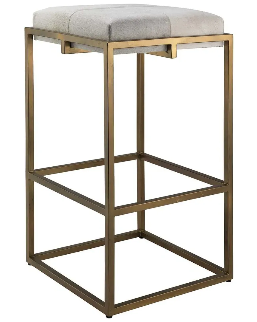 Shelby Bar Stool - White, Hide