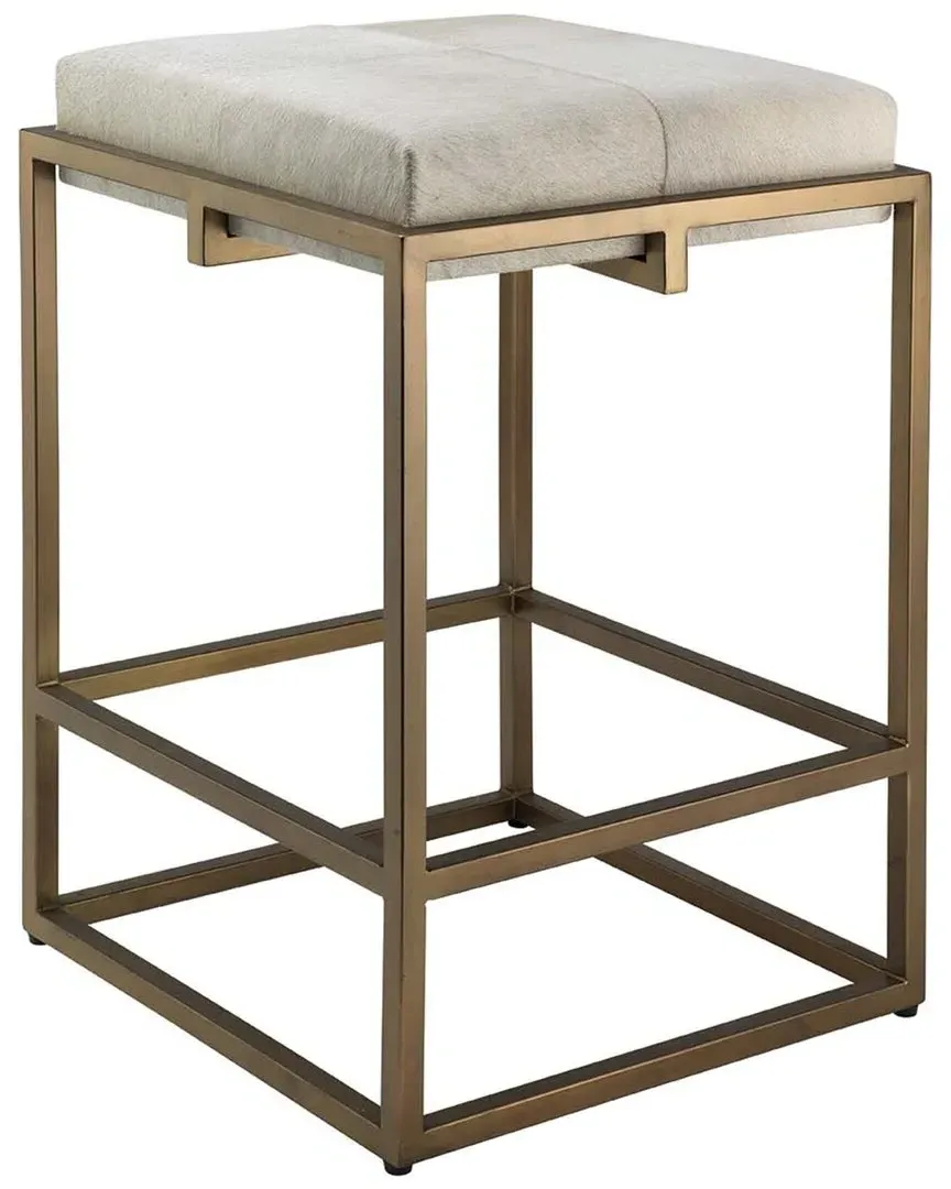 Shelby Counter Stool - White, Hide
