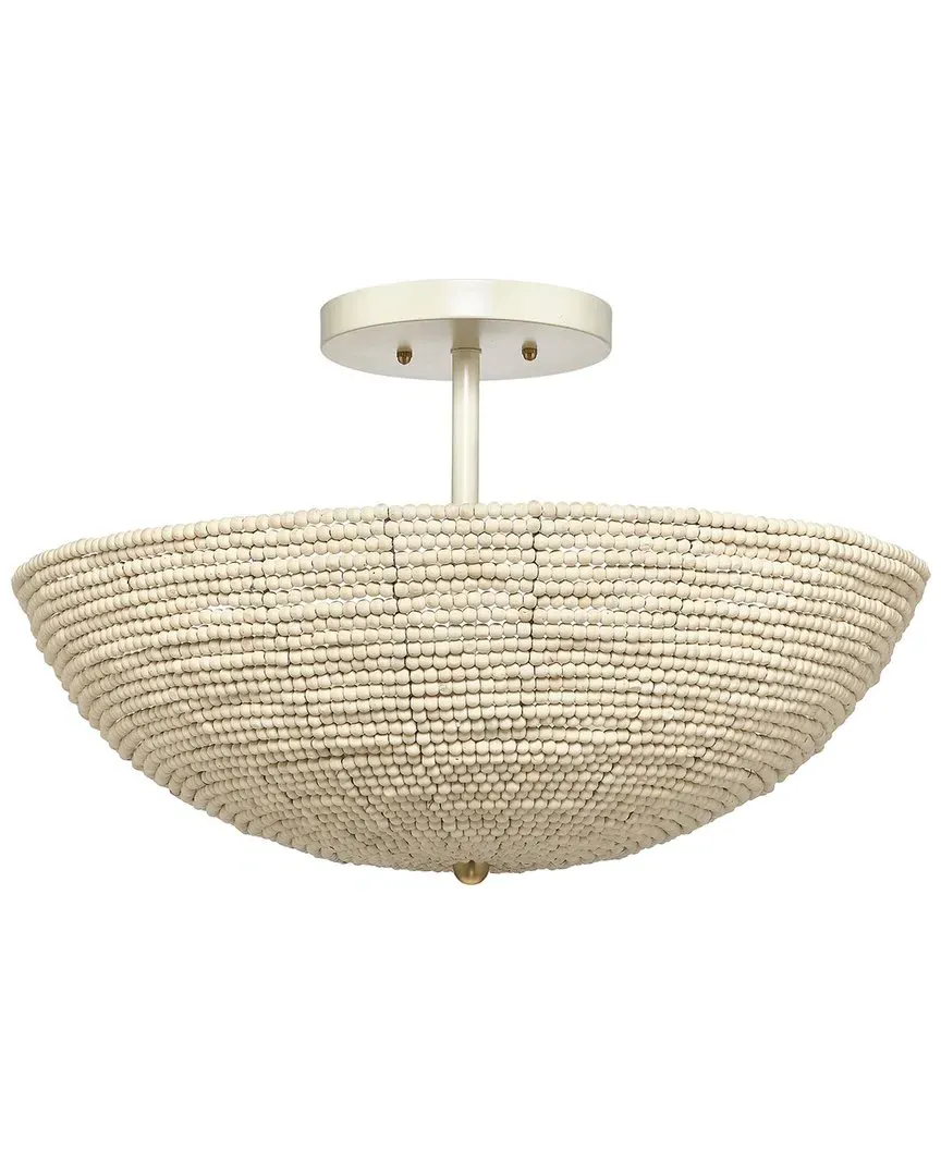 Tsunami Semi Flush Mount Ceiling Light - Natural Cream, Mango Wood image