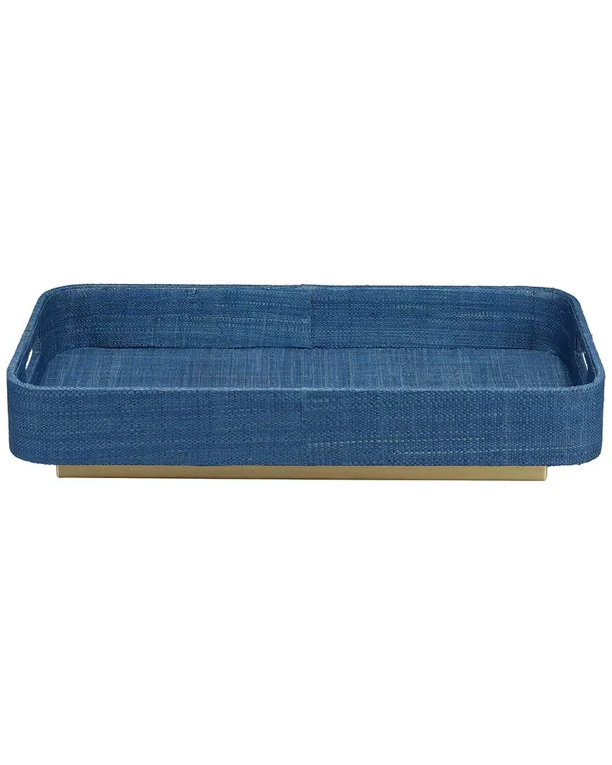 Utopia Footed Decorative Tray - Indigo, Raffia