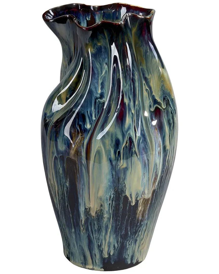 Whirl Large Ceramic Decorative Vase - Blue image