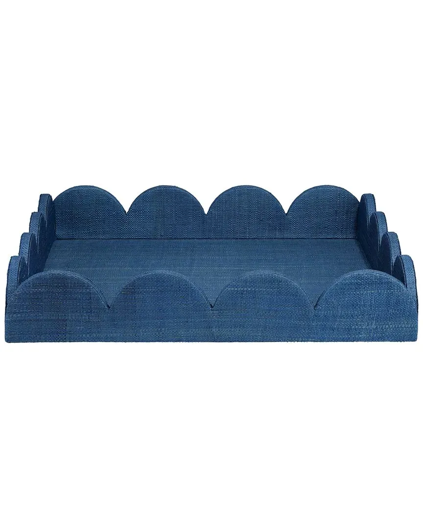 Wonderland Scalloped Decorative Tray - Indigo, Raffia