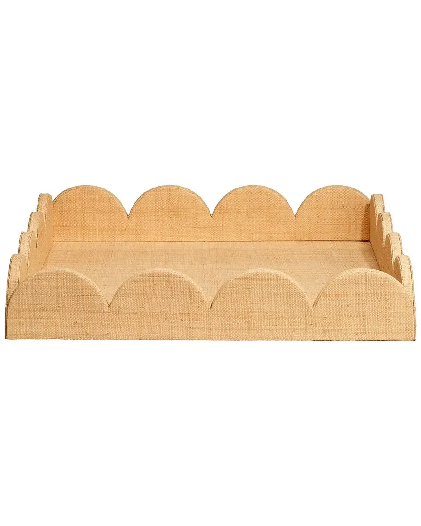 Wonderland Scalloped Decorative Tray - Natural Raffia image