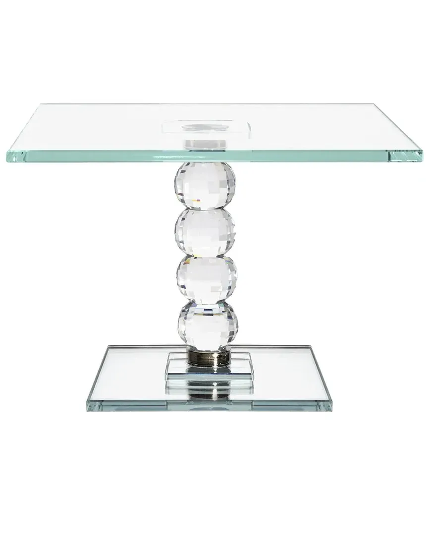 7.4in Crystal Dessert Stand with Mirror Pedestal - Clear