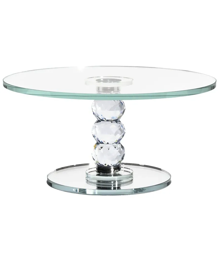Round Crystal Dessert Stand with Mirror Pedestal - Clear