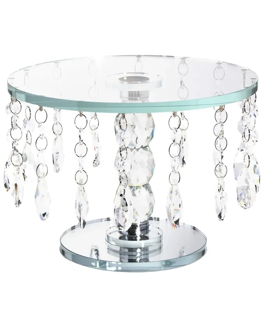 Round Serving Tray with Hanging Crystals - Clear, Crystal image