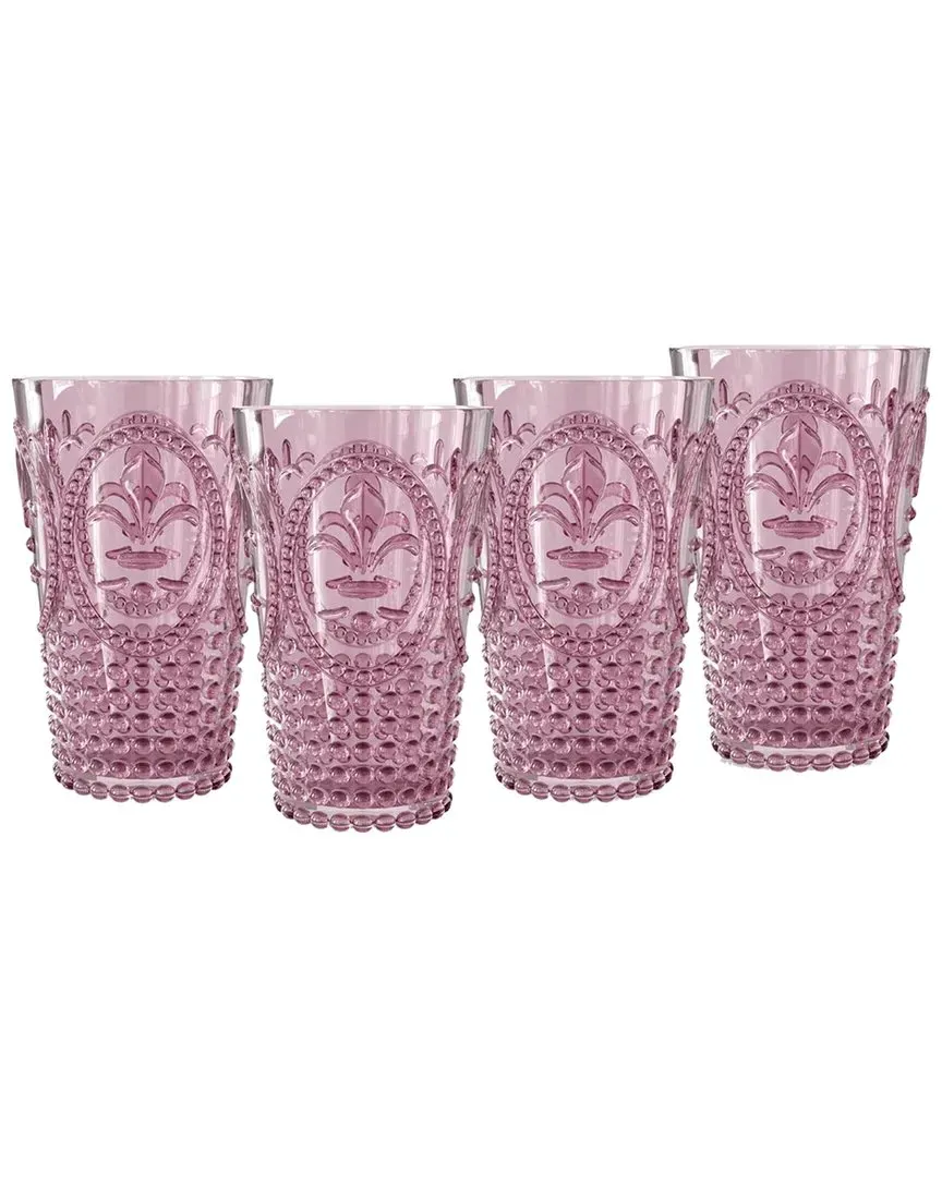 Set of 4 Fleur De Lis Acrylic Tumblers - Plum image