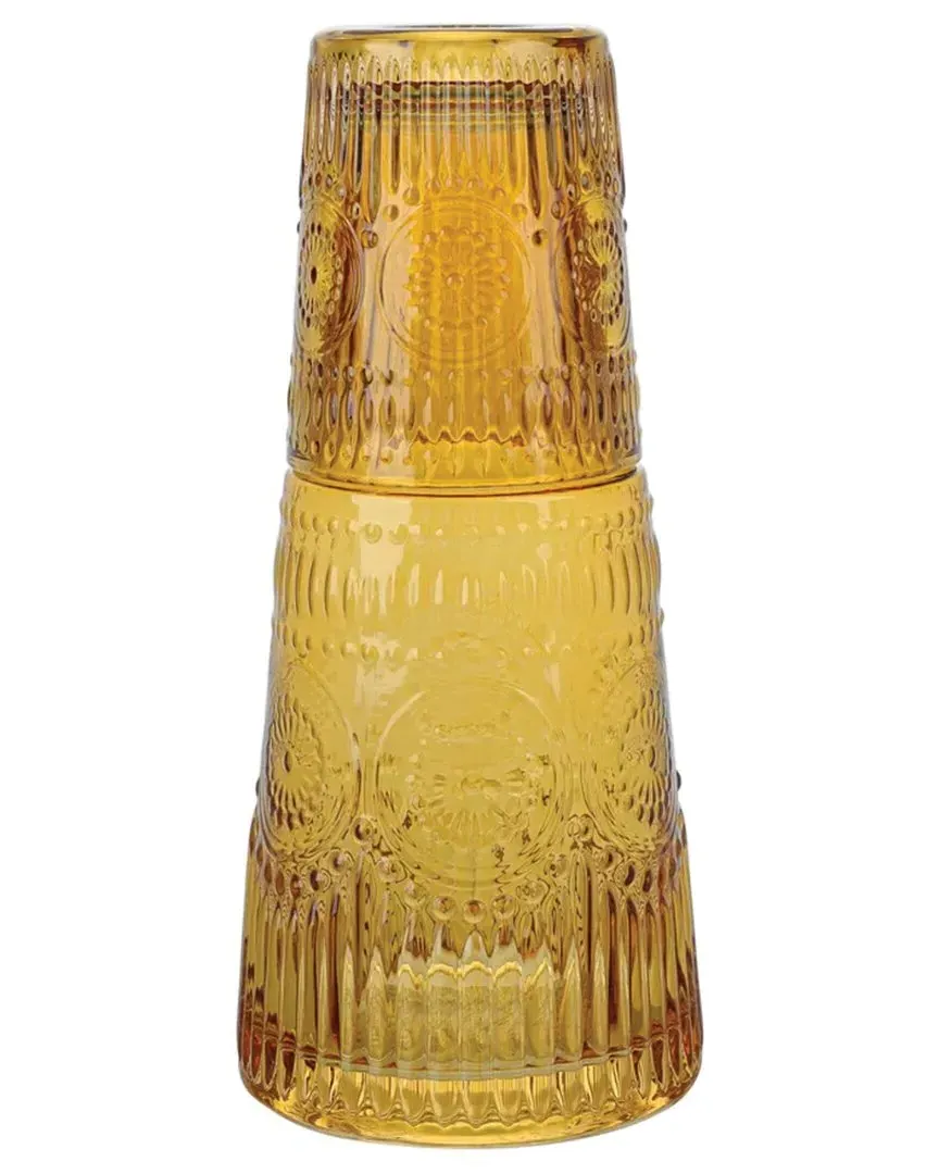Vintage Amber Carafe Night Set - Orange, Glass image