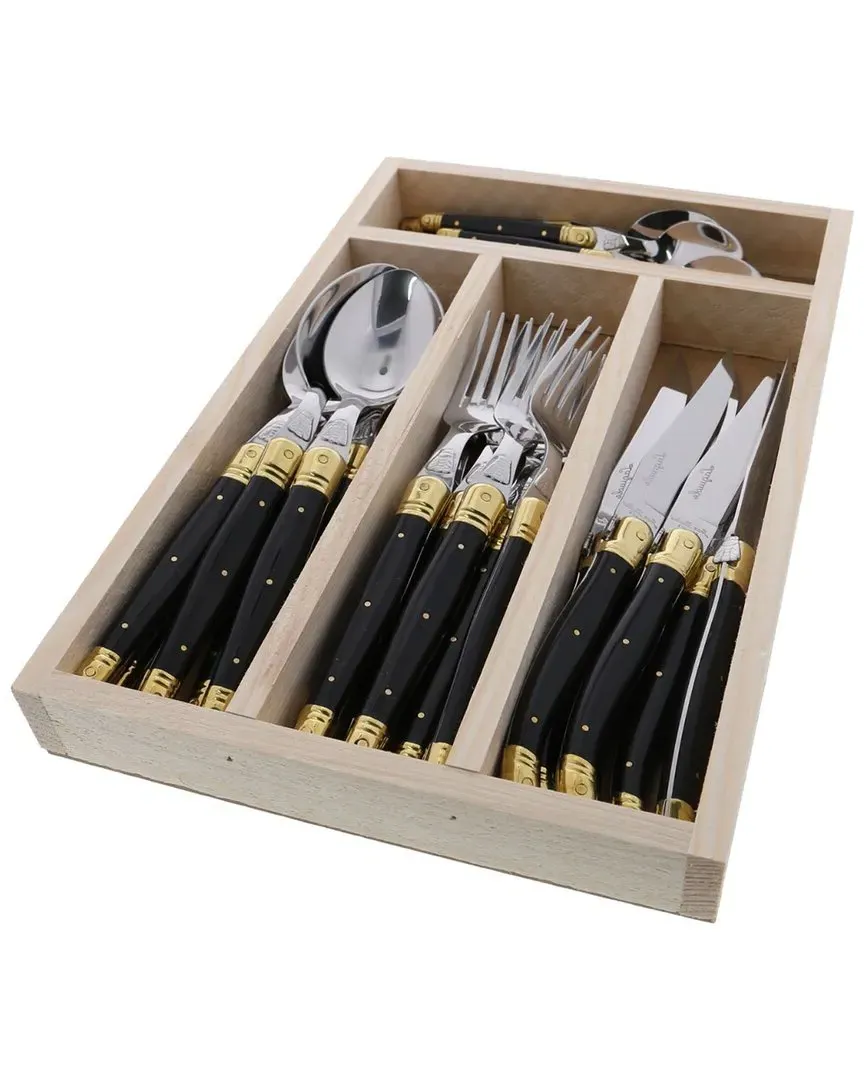 24pc Flatware Set - Black, Stainless Steel image