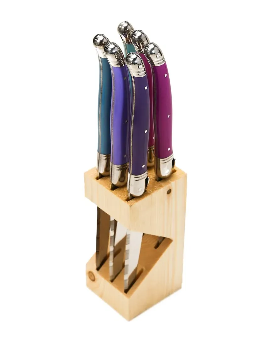 Jean Dubost 6-Piece Steak Knife Block Set - Purple image