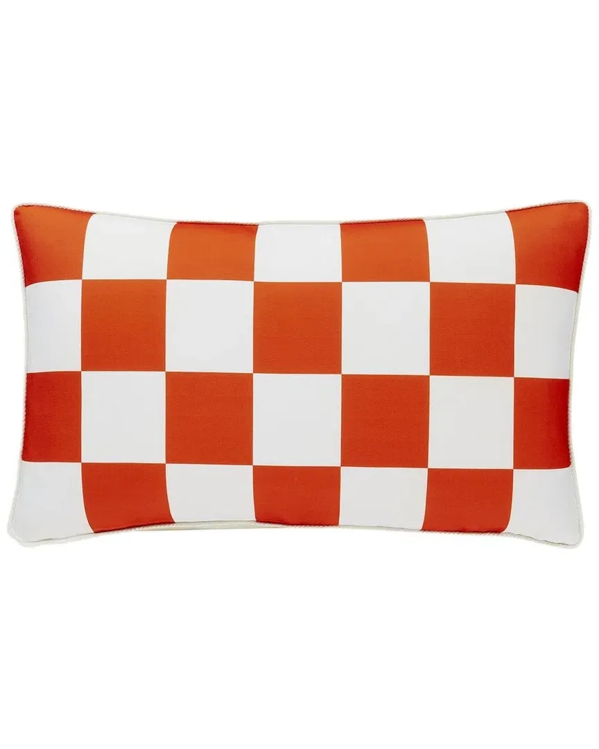Checkerboard Outdoor Pillow - Orange, Cotton image