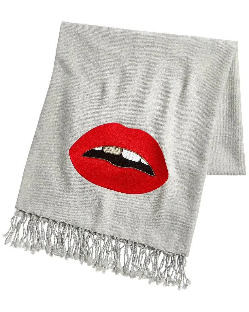 Lips Embellished Merino Wool Throw - Grey, Merino Wool image