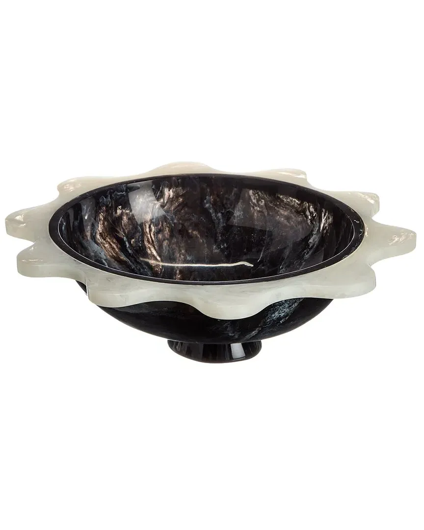Mustique Ripple Bowl - Black, Marbleized Acrylic