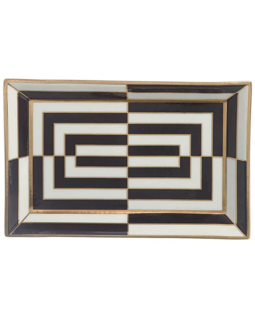 Op Art Rectangle Tray - Black, Porcelain image