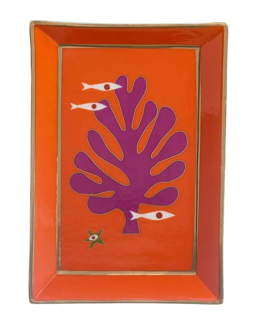Playa Rectangle Tray - Orange, Porcelain