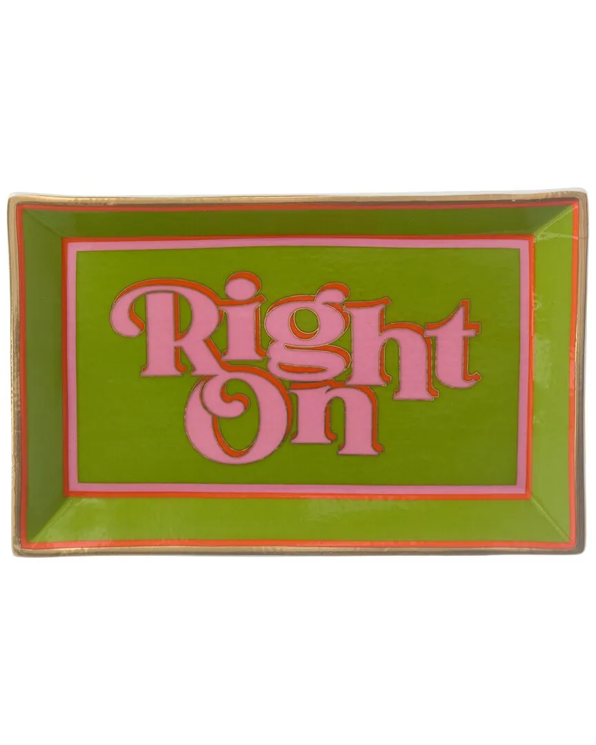 Right On Rectangle Tray - Green, Porcelain