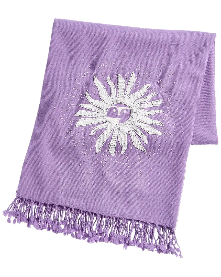 Sun Embellished Throw - Purple, Merino Wool