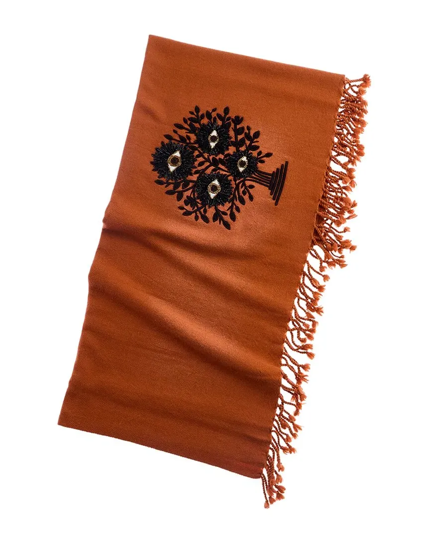 Tree of Eyes Embellished Throw - Orange, Merino Wool
