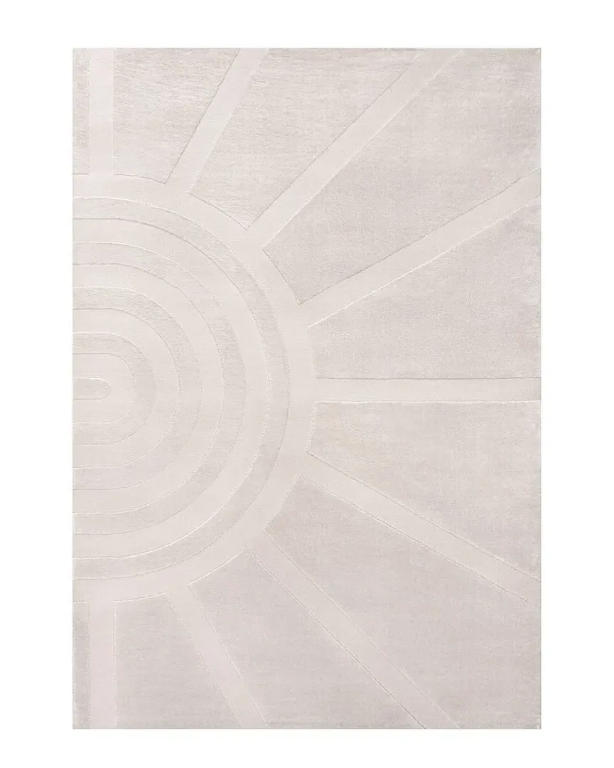 Aelius Abstract Sun High-Low Area Rug - White, Polyester image