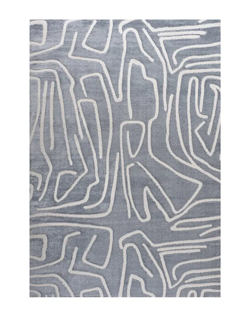 Alcina Scandinavian Graphic Lines High-Low Area Rug - Blue image