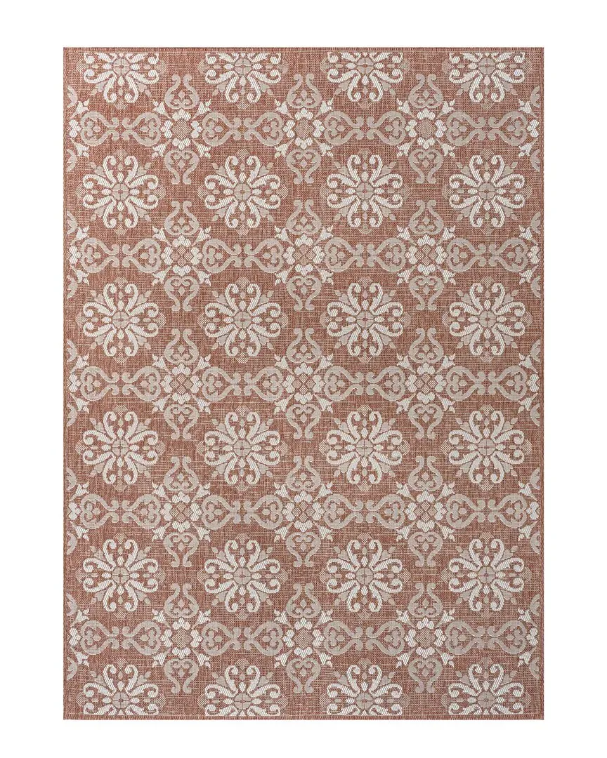Amora Mediterranean Tile Indoor/Outdoor Area Rug - Salmon