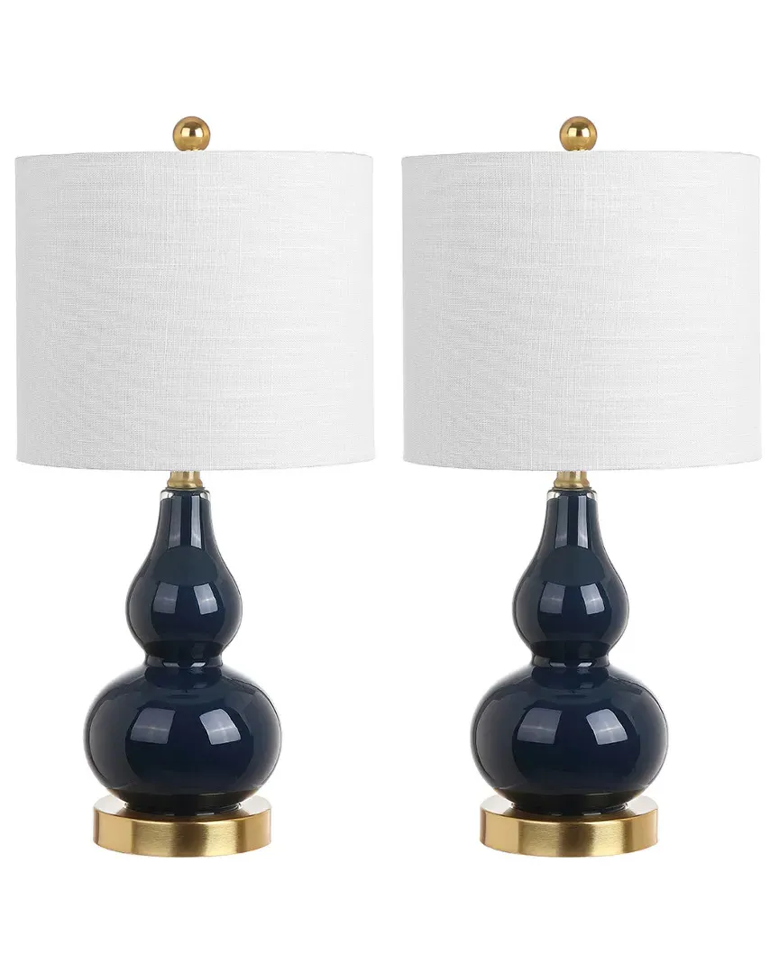 Anya Set of Two Mini Glass Table Lamps - Navy