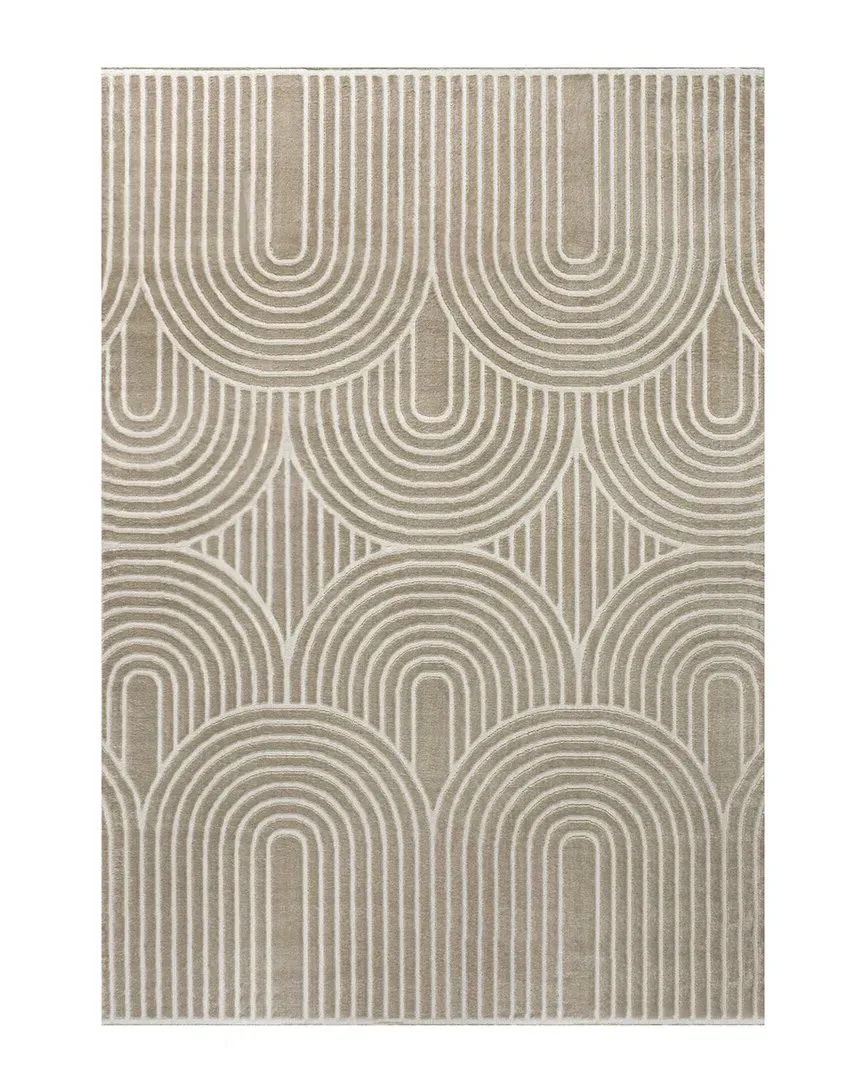 Ariana Striped Arches Area Rug - Beige, Polyester image