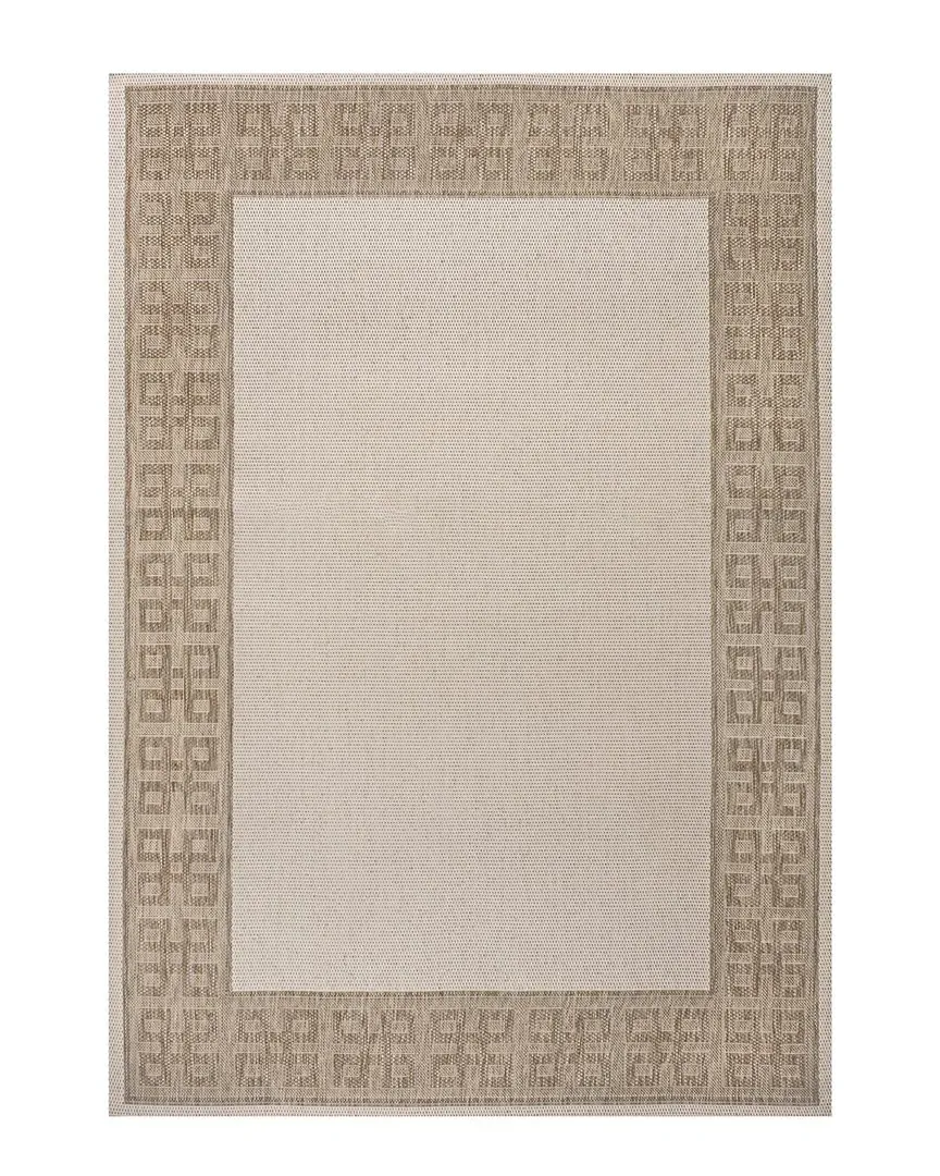 Athena Geometric Border Indoor/Outdoor Area Rug - Cream image