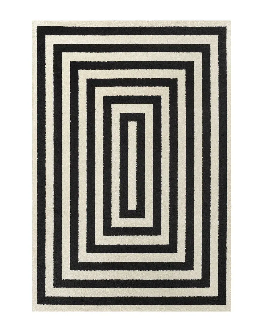 Bandol Mitre Stripe Area Rug - Black, Polypropylene