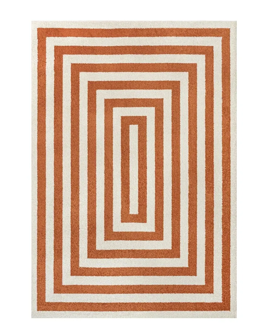 Bandol Mitre Stripe Area Rug - Terracotta, Polypropylene