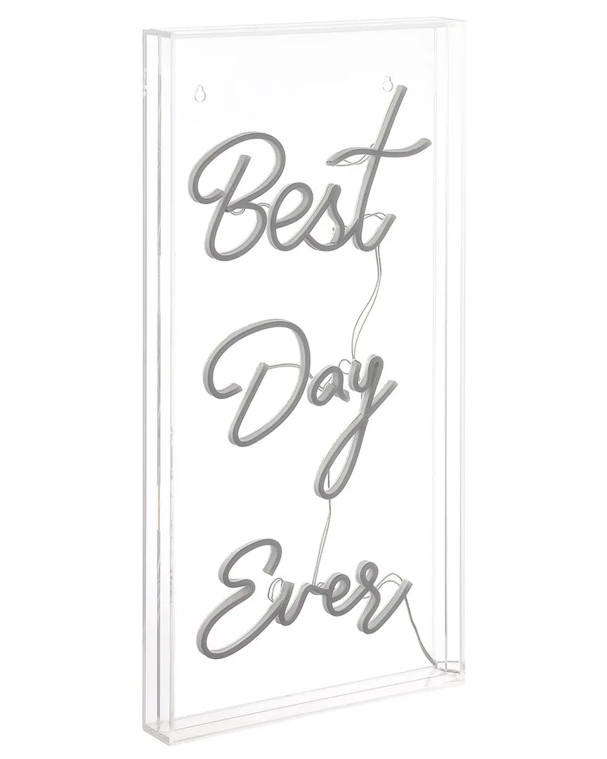 Best Day Ever Rectangular LED Neon Light - White, Acrylic