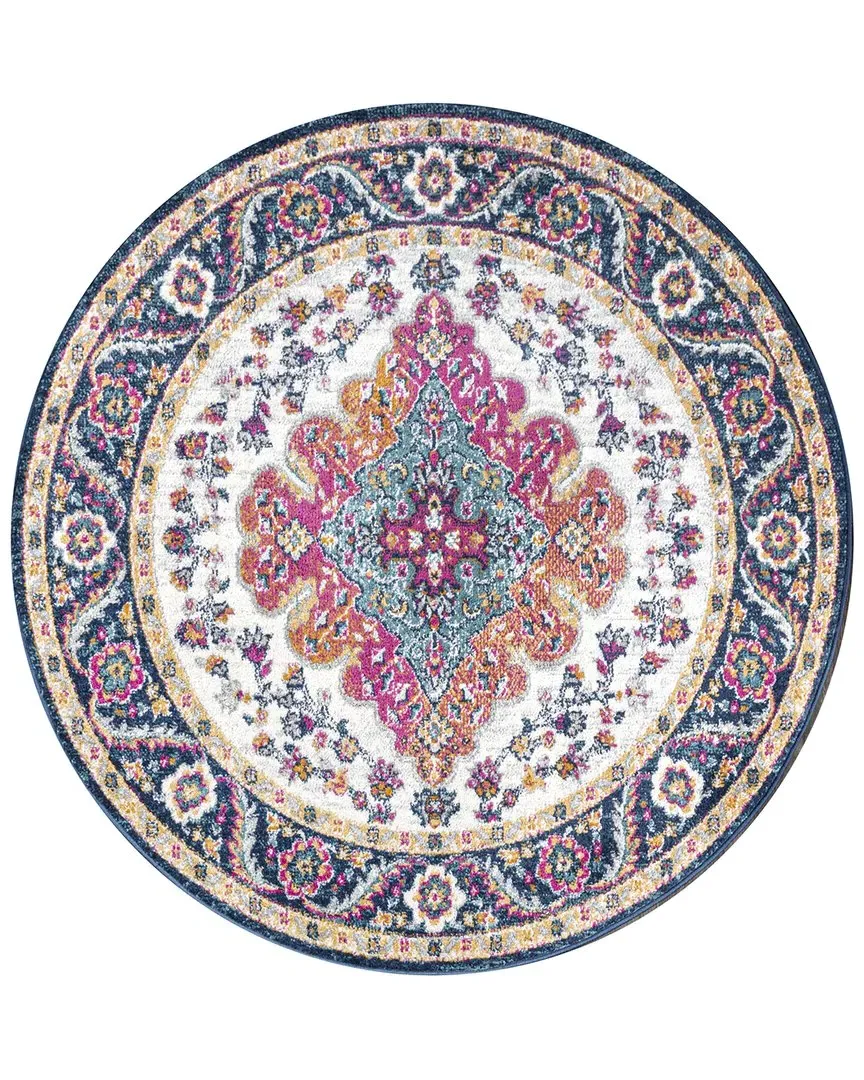 Bohemian Flair Medallion Area Rug - Blue, Polypropylene