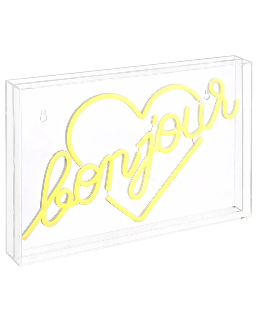 Bonjour Heart LED Neon Light - Yellow, Acrylic
