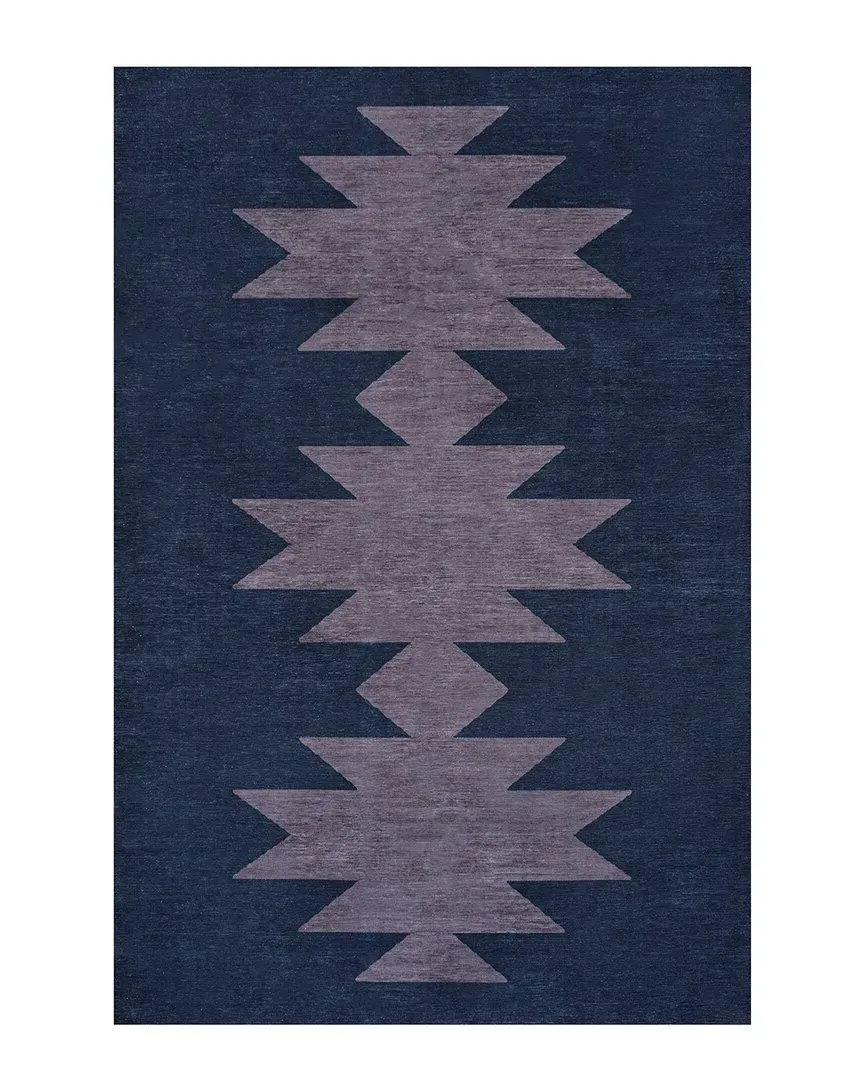 Chayton Geometric Machine-Washable Chenille Area Rug - Navy image