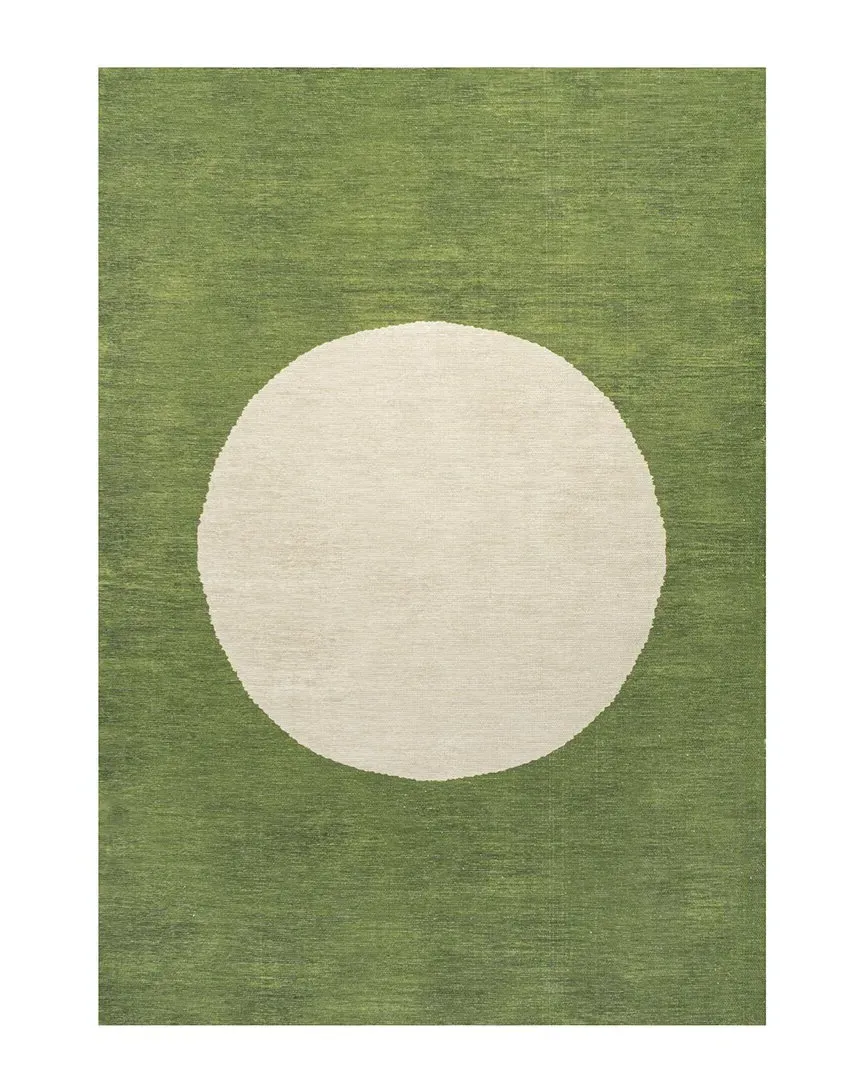 Cirkel Geometric Dot Machine-Washable Rug - Olive