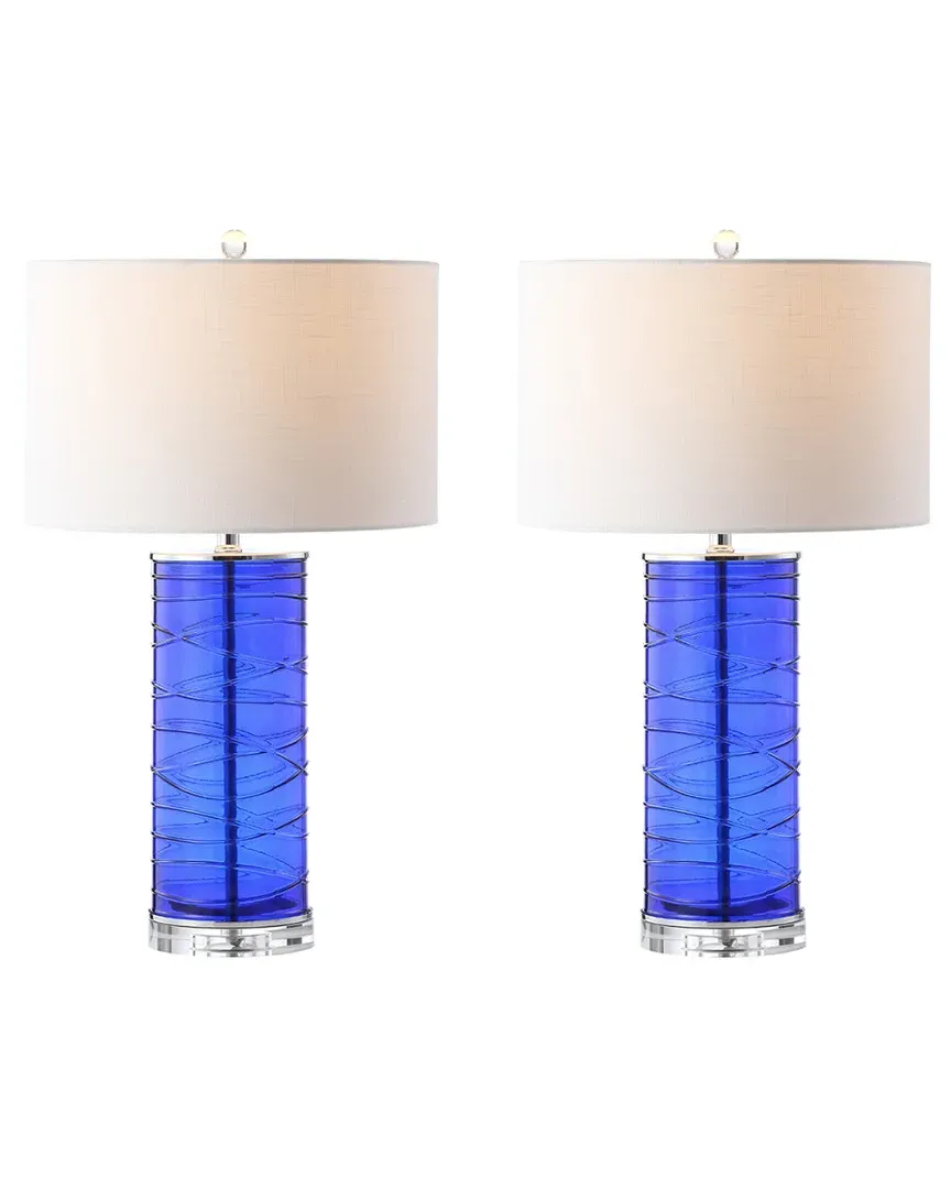 Cole Cylinder LED Table Lamp - Cobalt, Fused Glass image