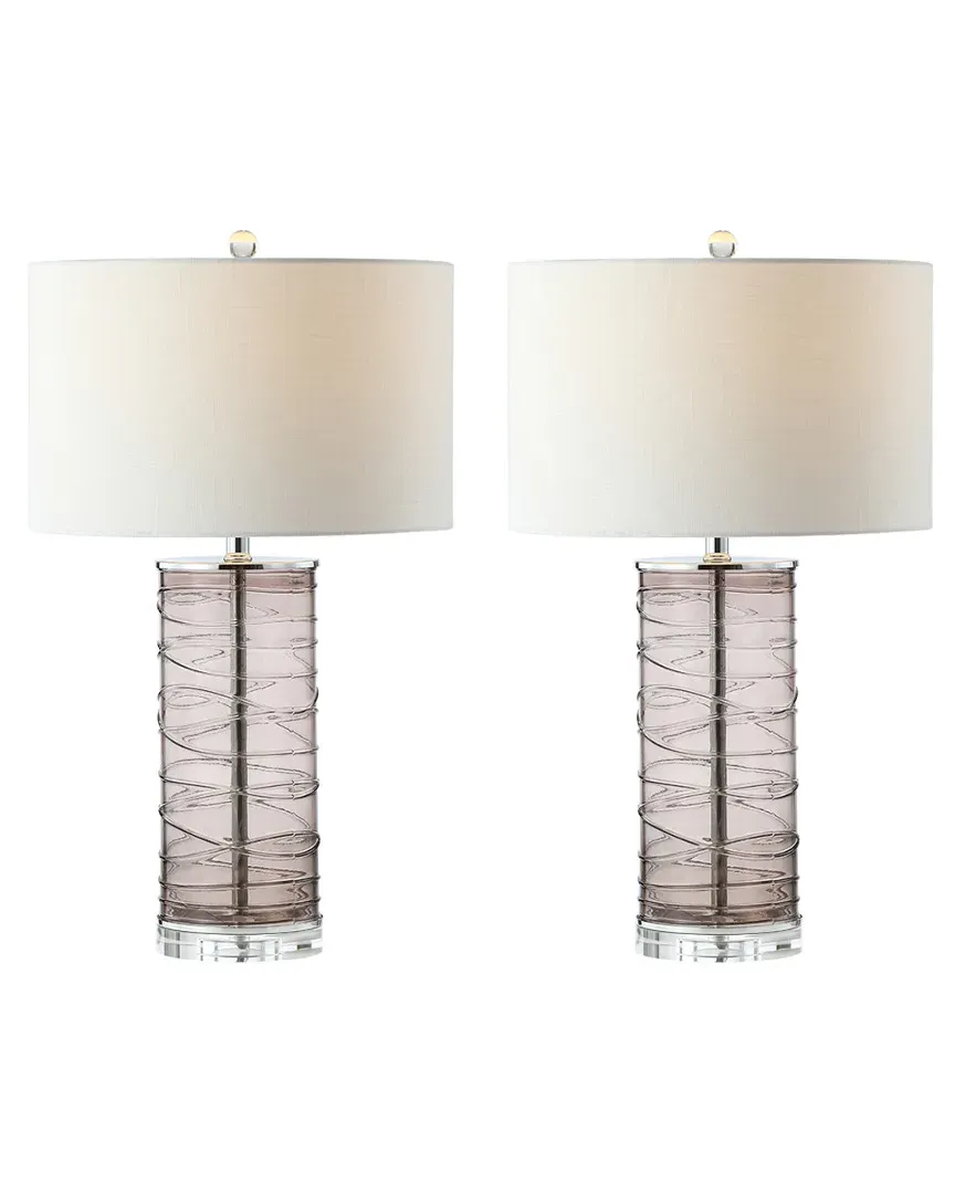 Cole Cylinder LED Table Lamp - Smoky Gray, Fused Glass