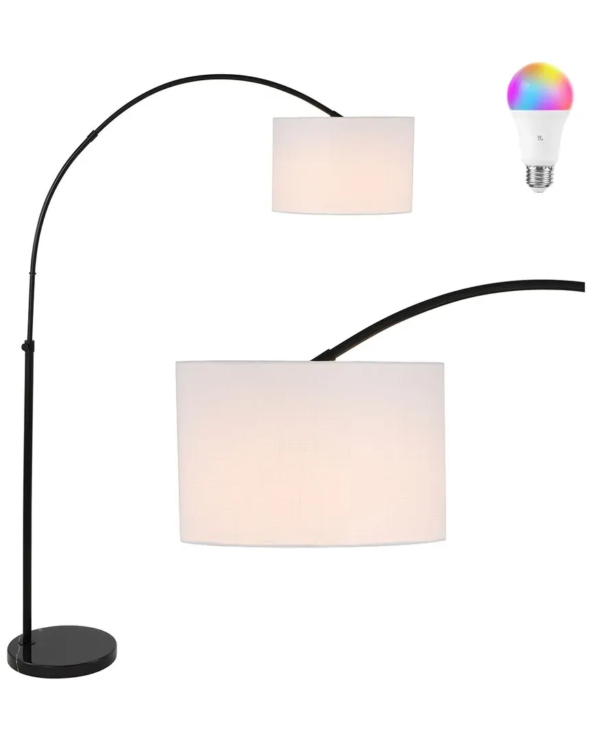 Collier Floor Lamp - Black Marble, White Linen image