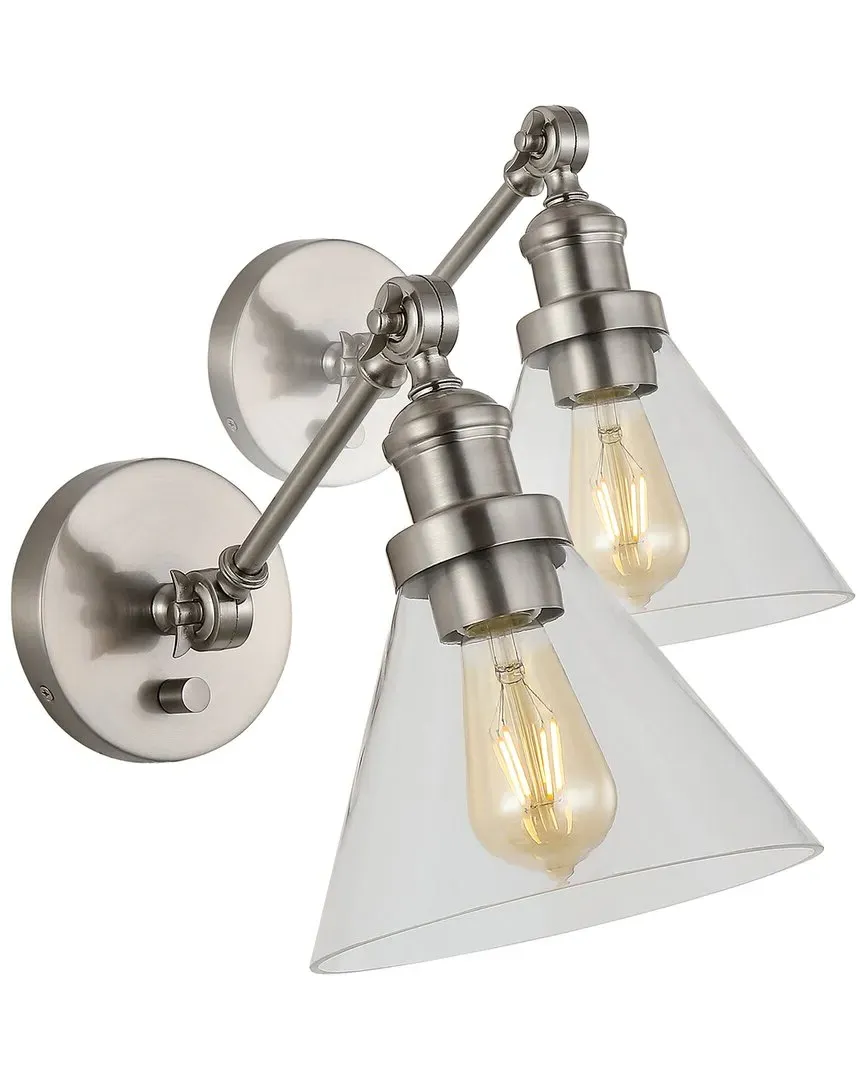Cowie Adjustable LED Wall Sconce Set of 2 - Nickel, Glass