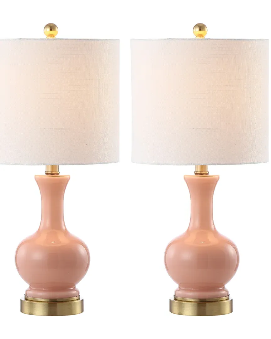 Cox 22in Table Lamp - Light Coral, Brass Gold