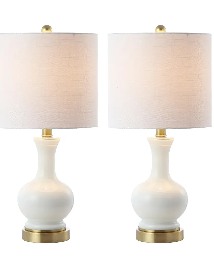Cox 22in Table Lamp Set of 2 - White, Brass Gold